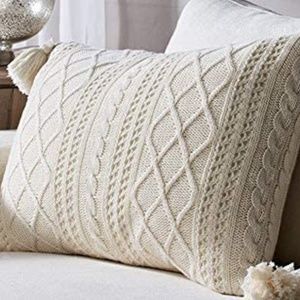100% Cotton Cable Knit Throw Pillow Cover  12 x 20 NEW